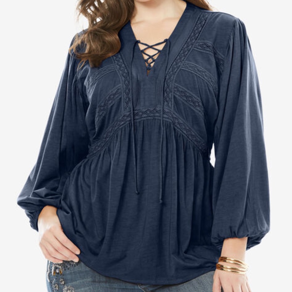 Roamans Lace Peasant Top